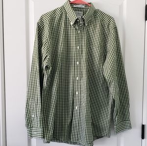 LL Bean Men's Long Sleeve Full Button Green Plaid Shirt Sz M WORN ONCE